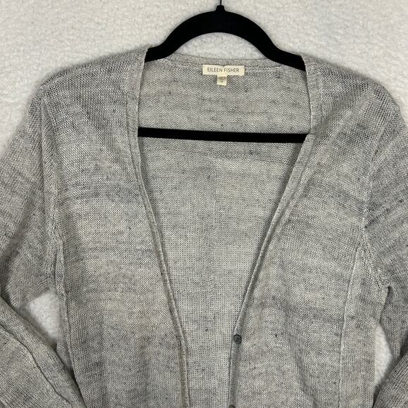 Eileen Fisher M Open Front Cardigan 100% Linen Lagenlook Minimalist Quiet Luxury - Picture 2 of 10